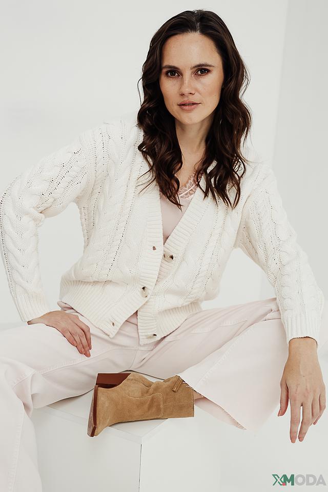 Жакет Oui вязаный молочный