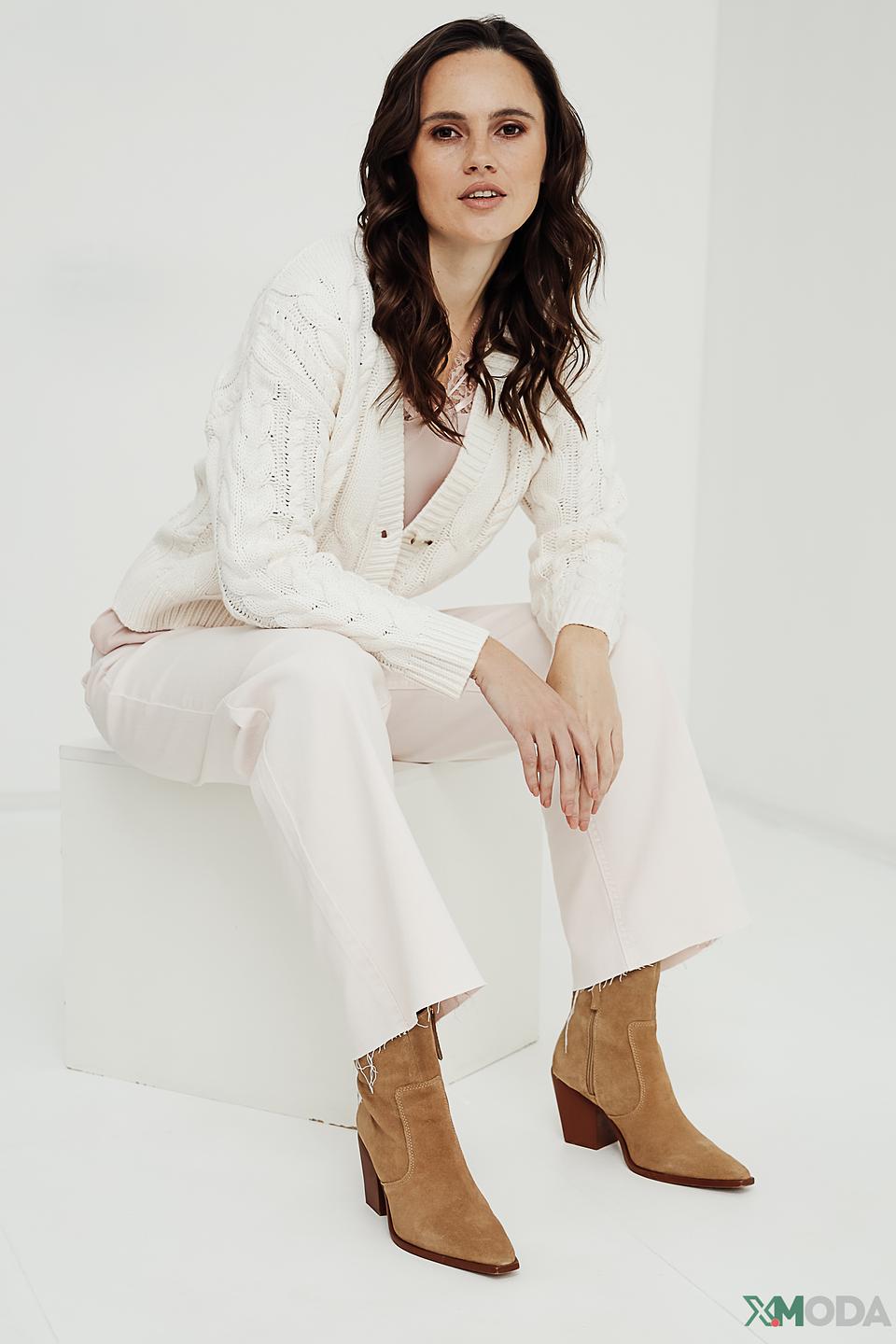 Жакет Oui вязаный молочный