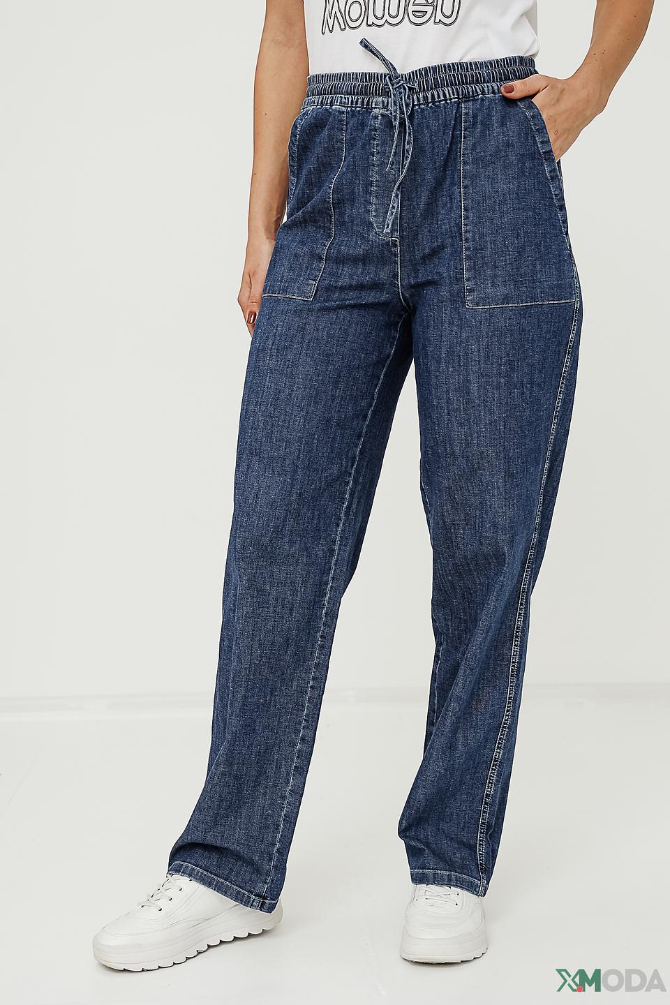 Брюки Oui джинсовые с карманами синие