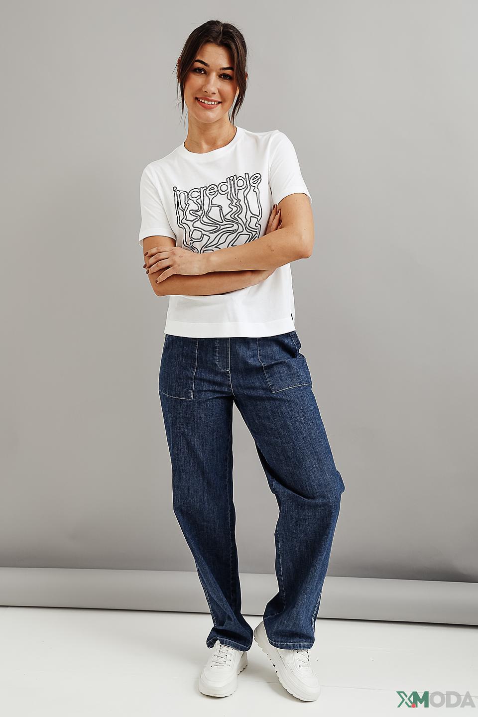 Брюки Oui джинсовые с карманами синие