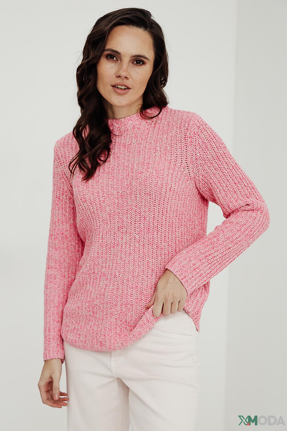 Пуловер Oui вязаный розовый