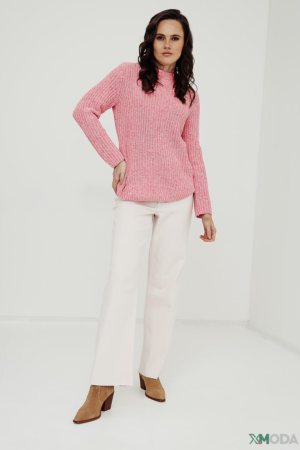 Пуловер Oui вязаный розовый