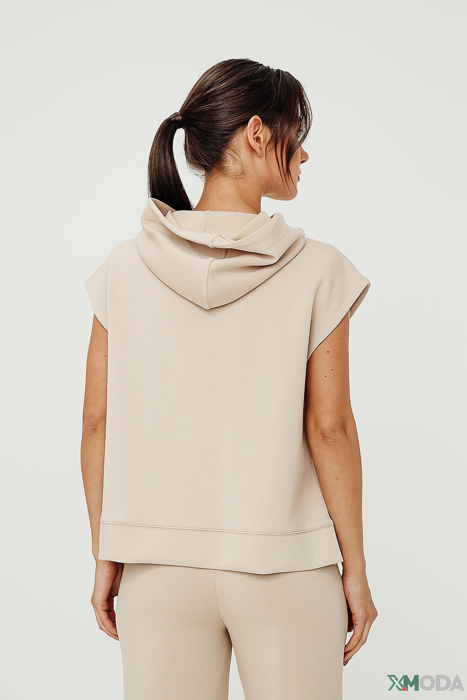 Жилет Oui бежевый с капюшоном