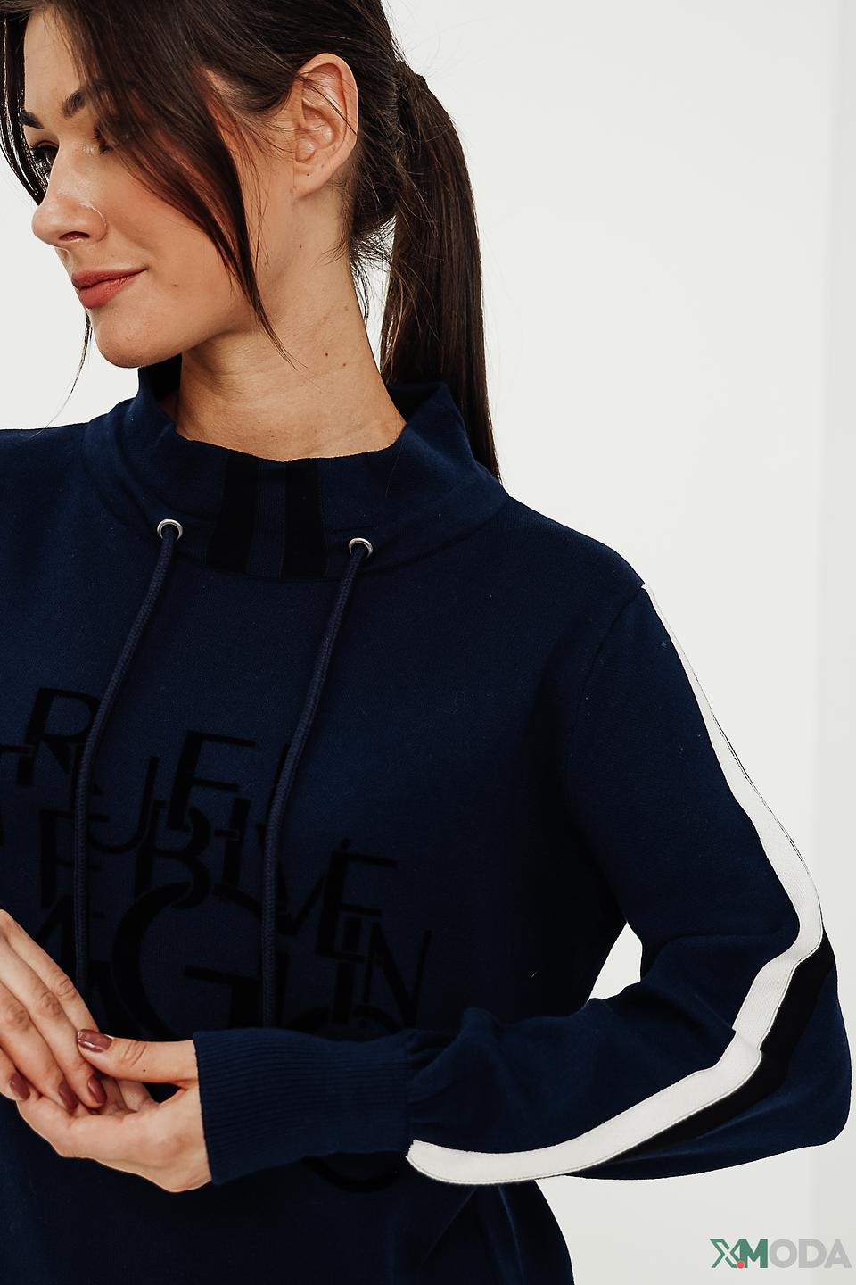 Платье Monari трикотажное синее с капюшоном