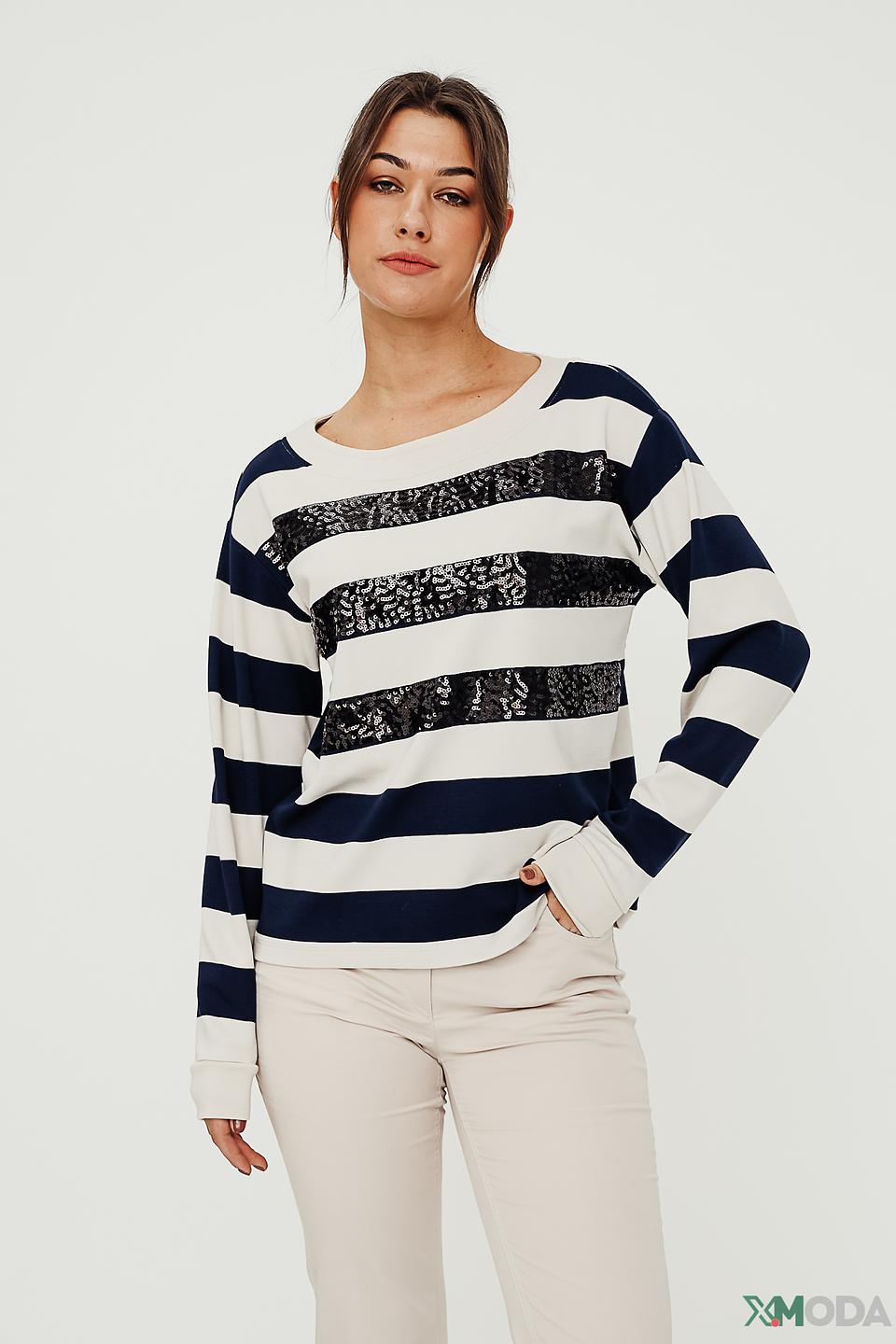 Пуловер Monari в полоску с пайетками