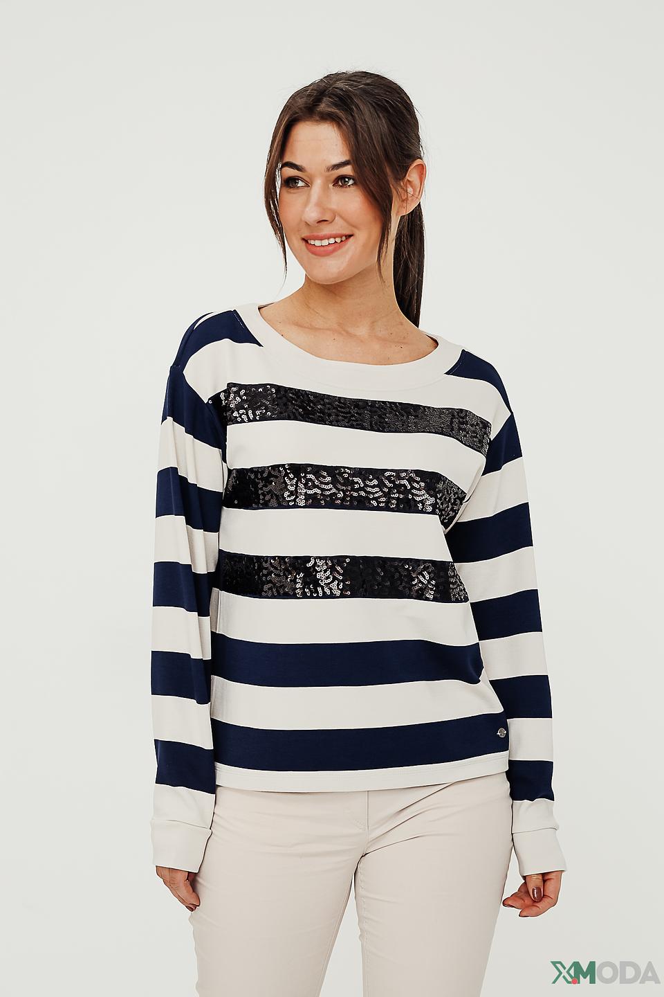 Пуловер Monari в полоску с пайетками