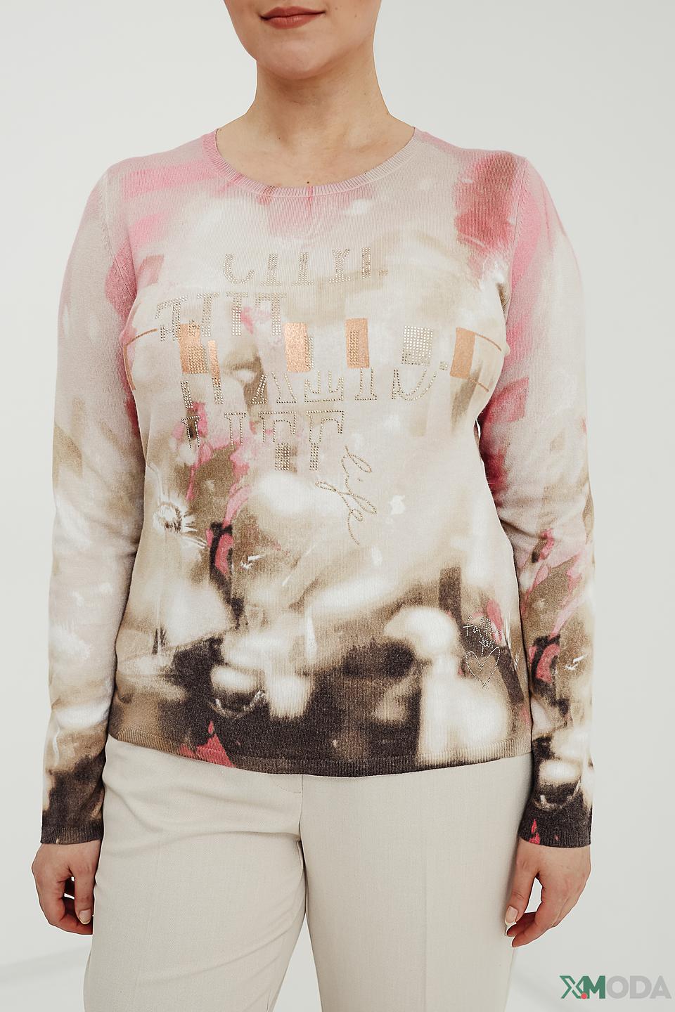 Пуловер Rabe collection с принтом розовый