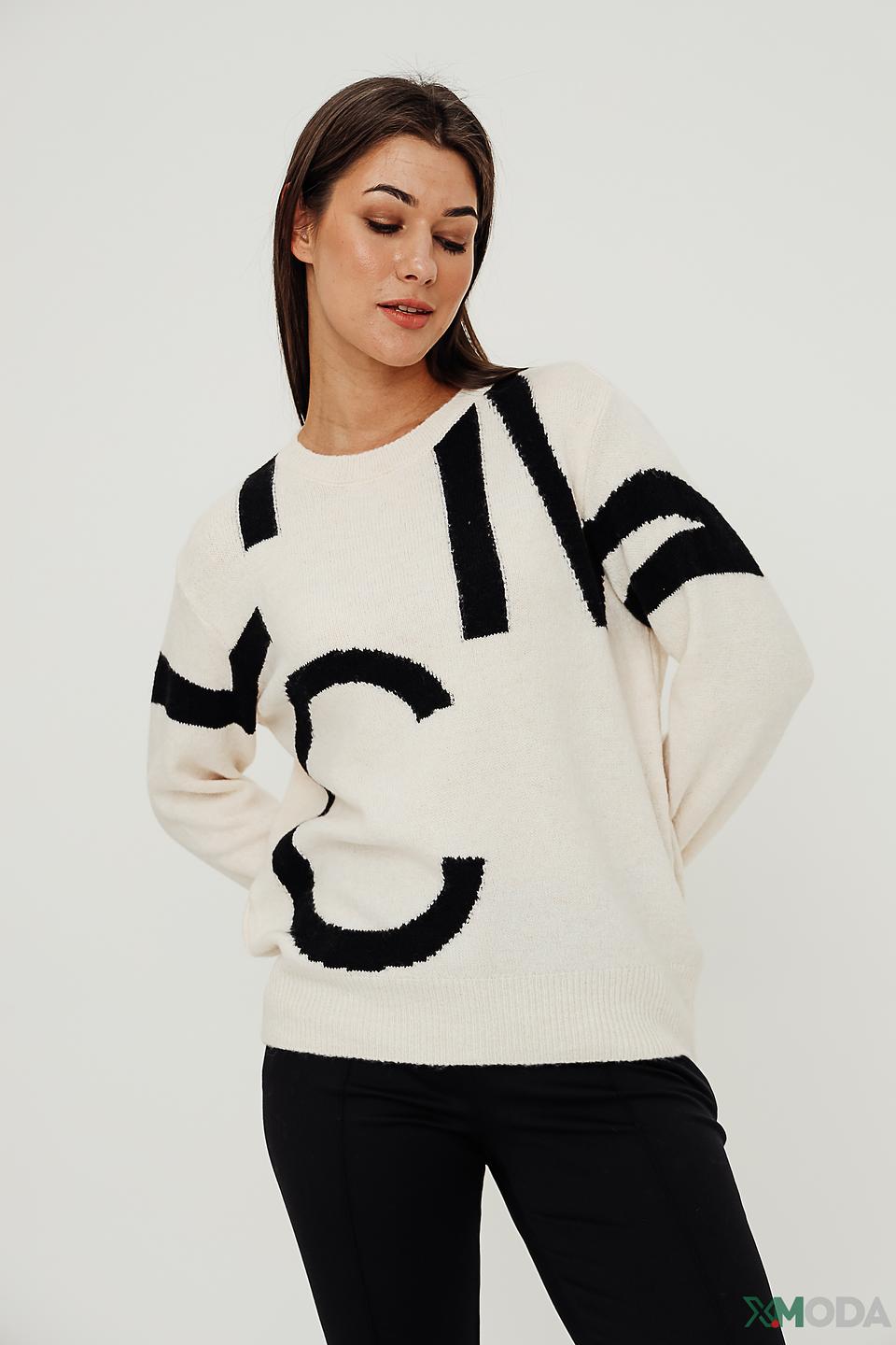 Пуловер Lecomte с принтом кремовый