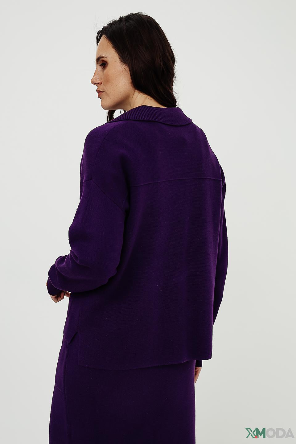 Пуловер Oui с лацканами фиолетовый