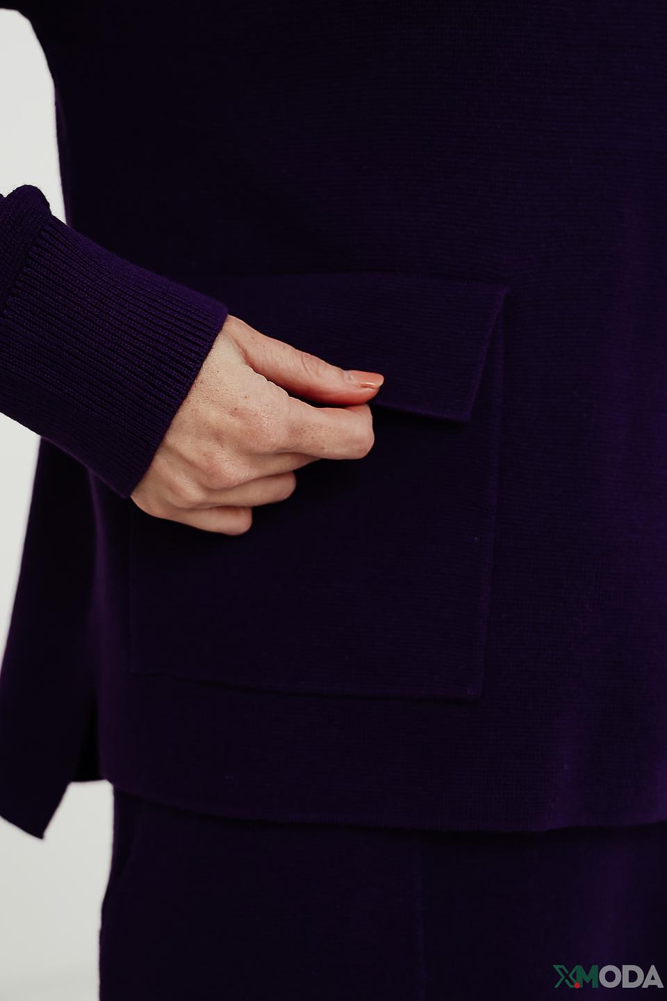 Пуловер Oui с лацканами фиолетовый