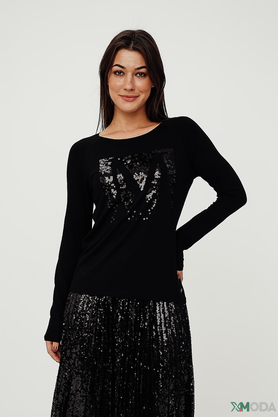 Лонгслив Monari с пайетками чёрный