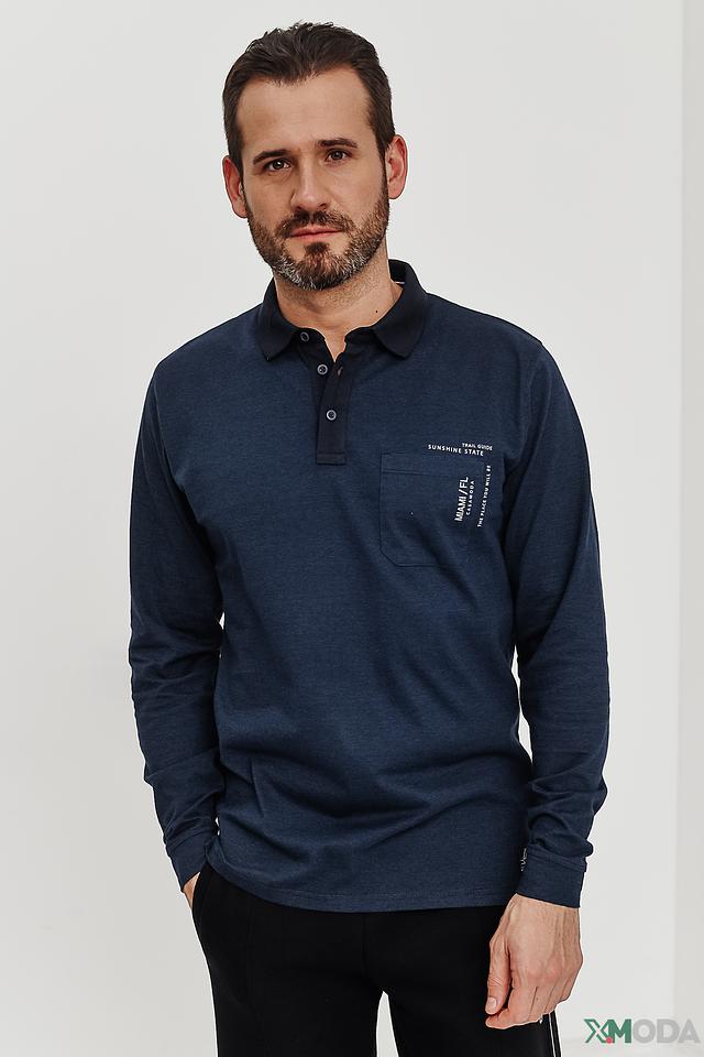 Поло Casa Moda men синее с длинным рукавом