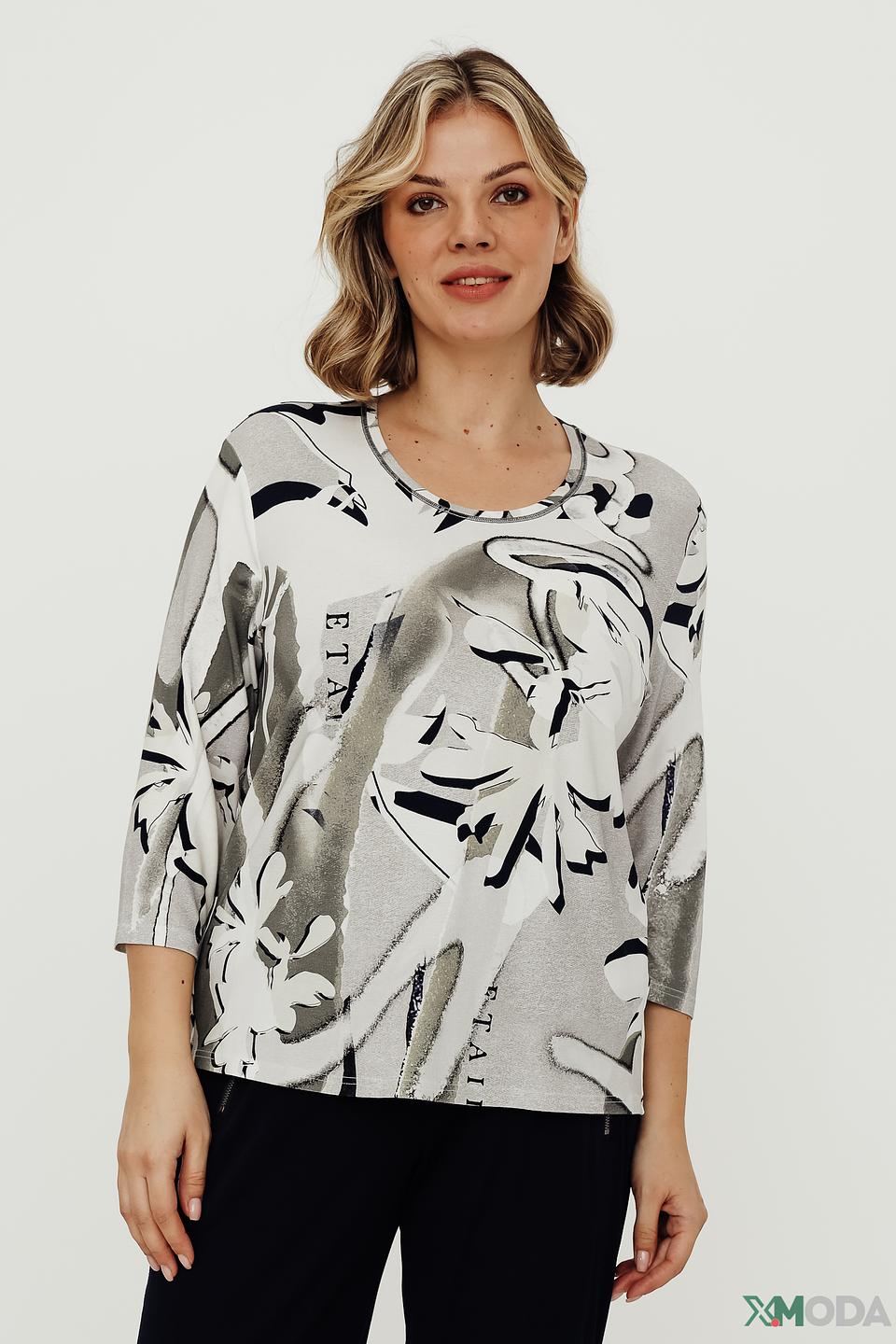 Блуза Frank Walder с принтом серая