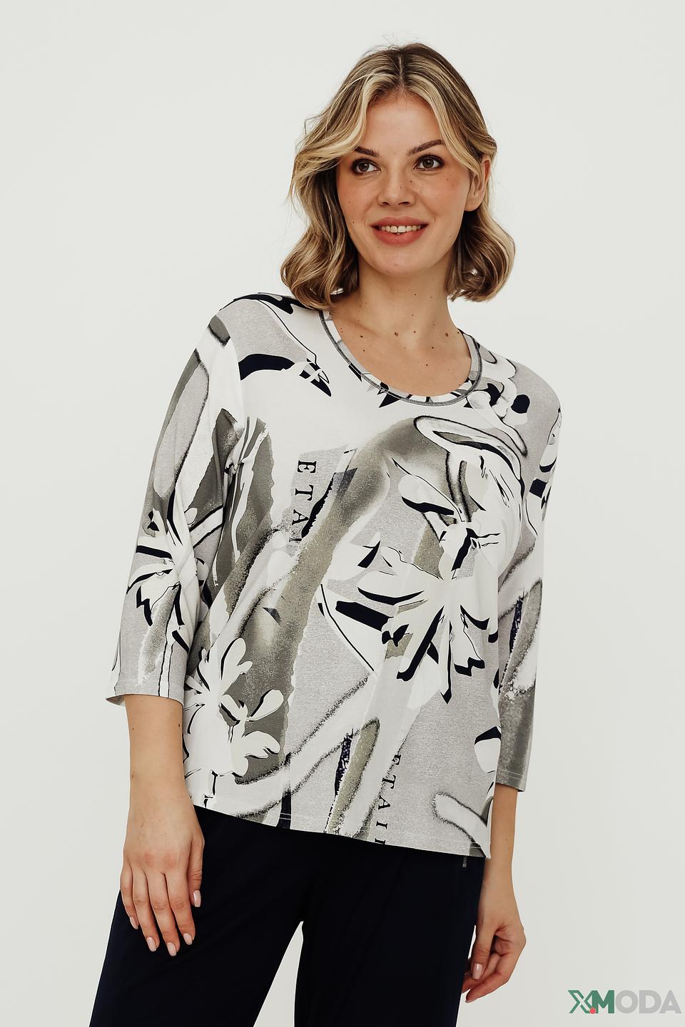 Блуза Frank Walder с принтом серая