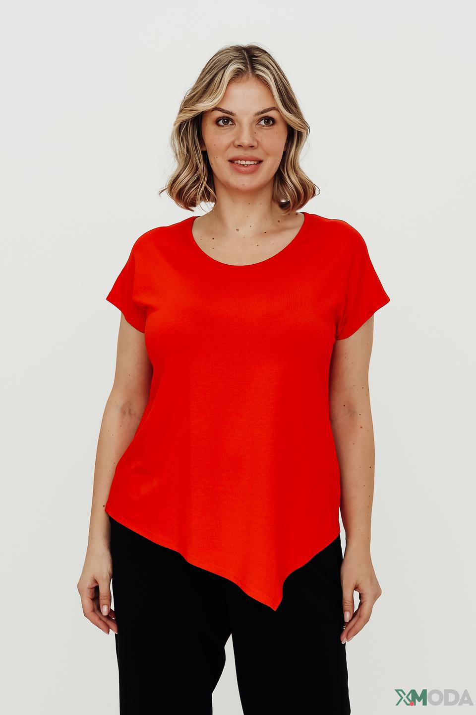 Футболка Doris Streich асимметричный крой красный