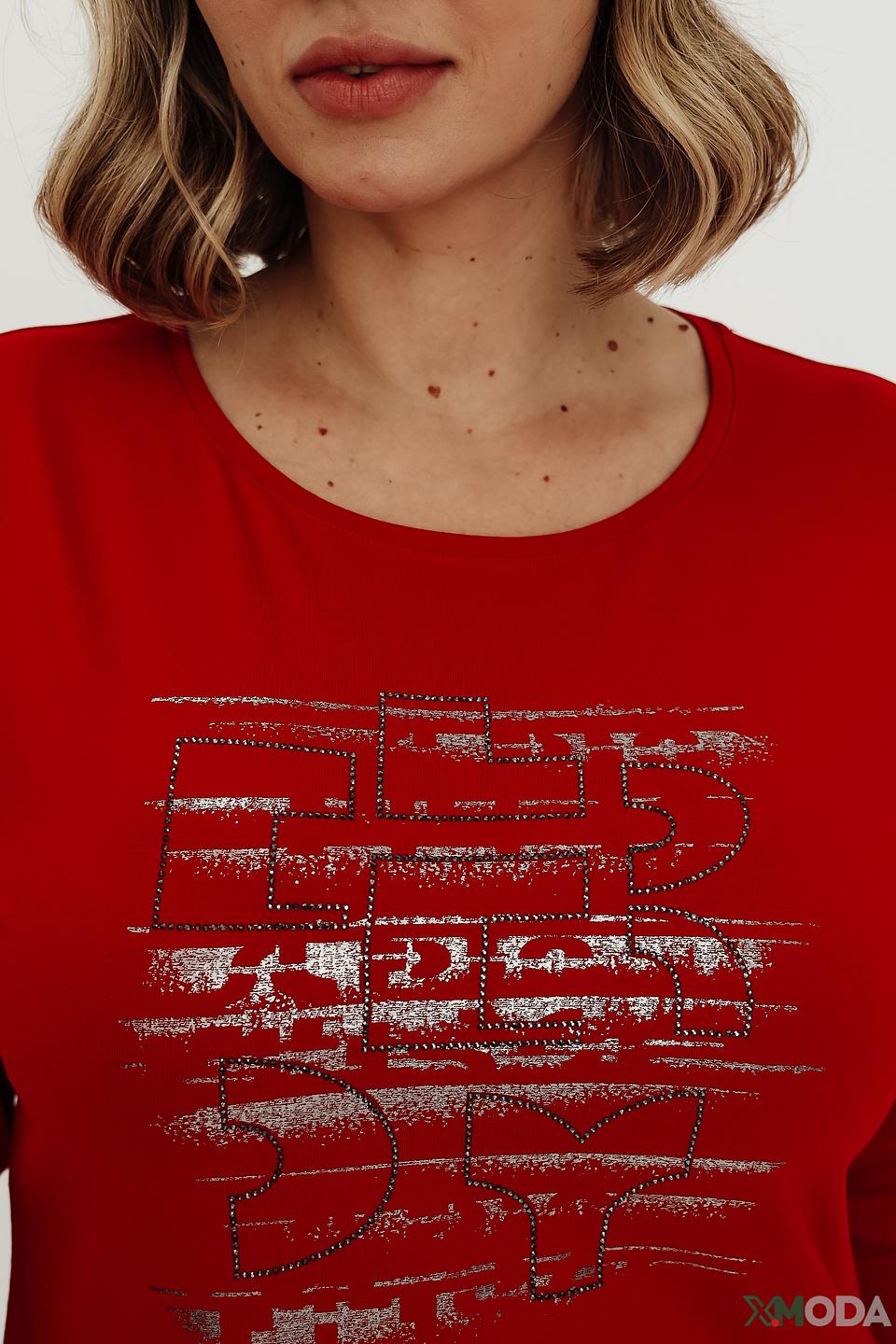 Лонгслив Rabe collection красный с принтом