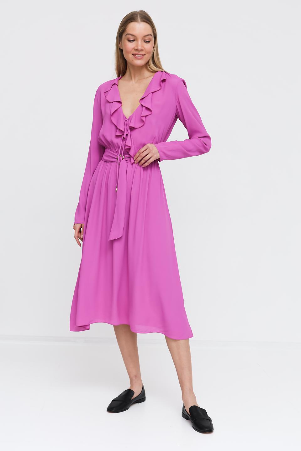 Платье Patrizia Pepe фуксия с воланом