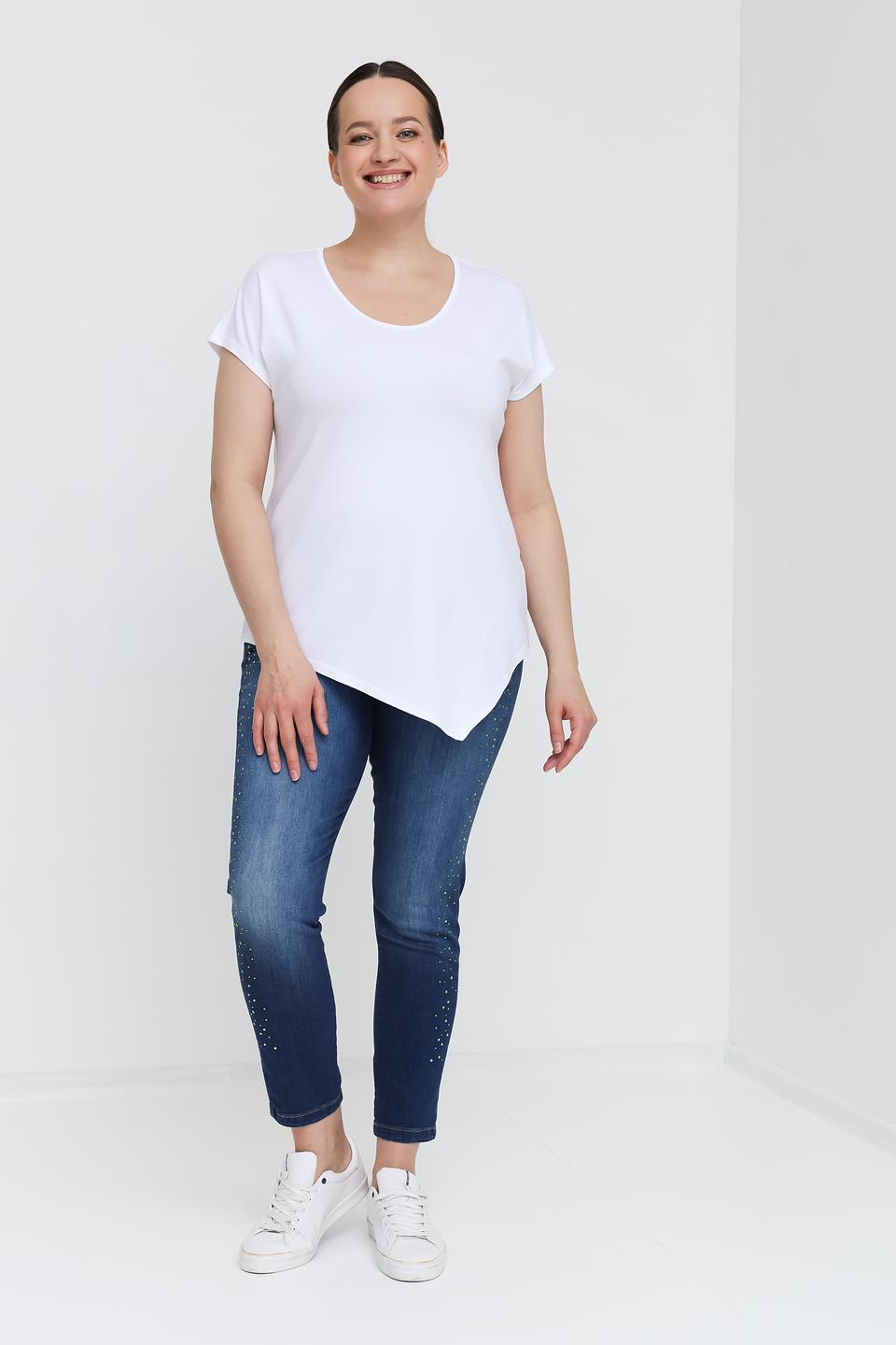 Футболка Doris Streich асимметричный низ, белый