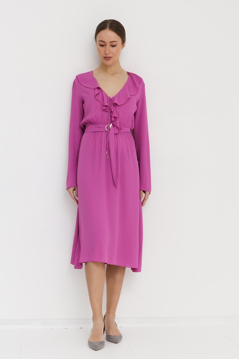 Платье Patrizia Pepe фуксия с воланом