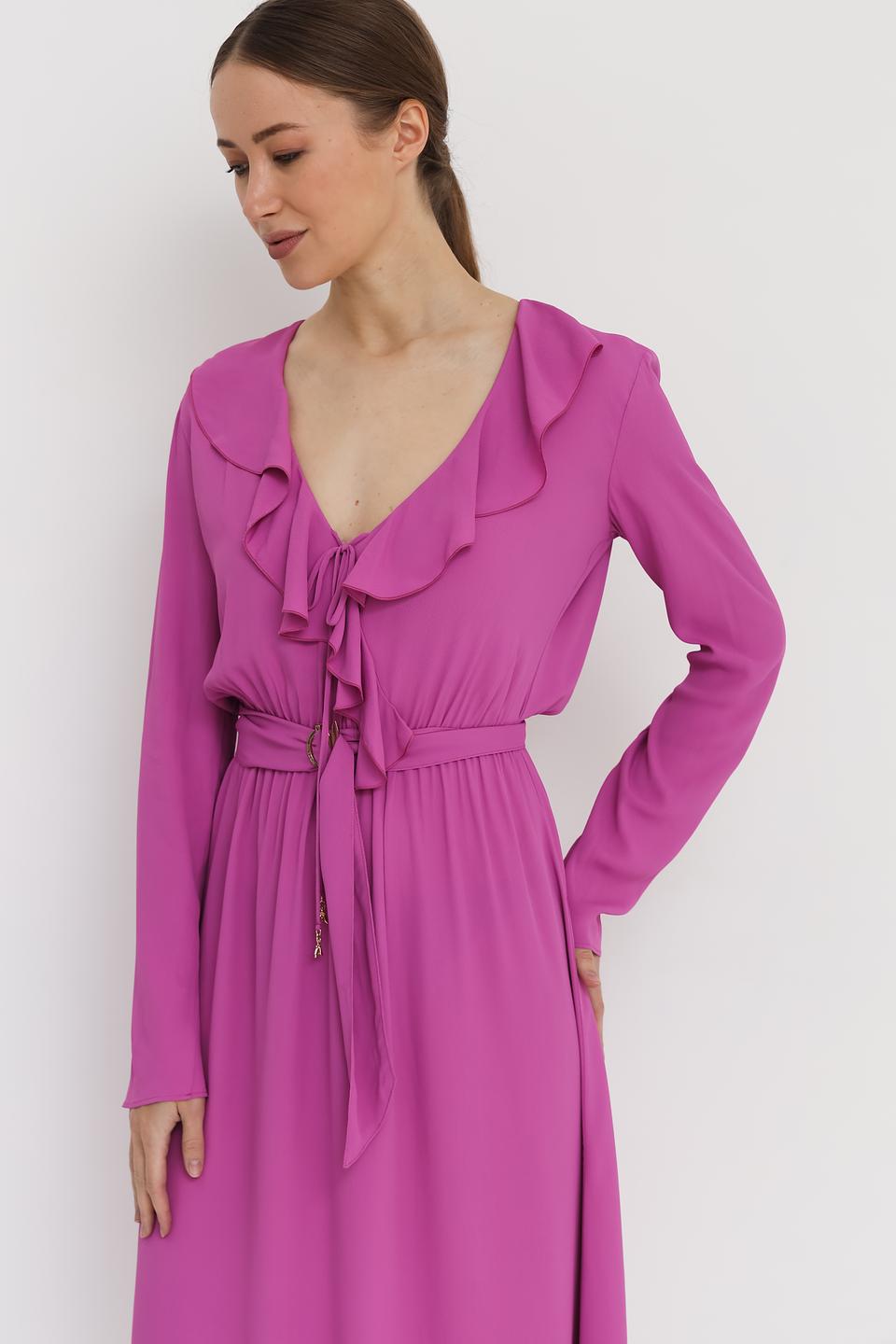 Платье Patrizia Pepe фуксия с воланом