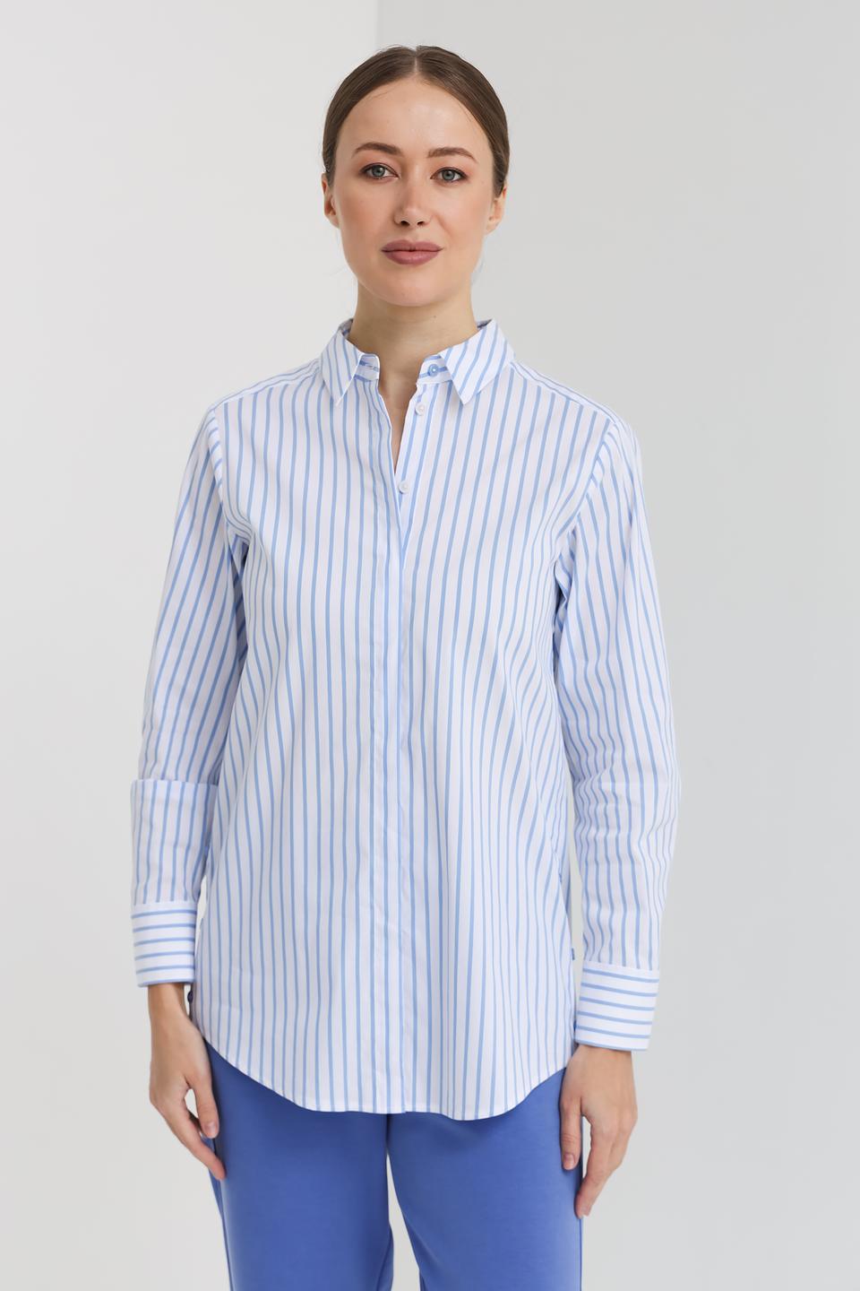 Рубашка Bianca в полоску голубую