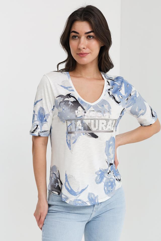 Футболка Monari с цветами и стразами