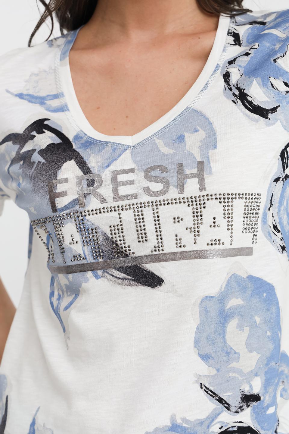 Футболка Monari с цветами и стразами