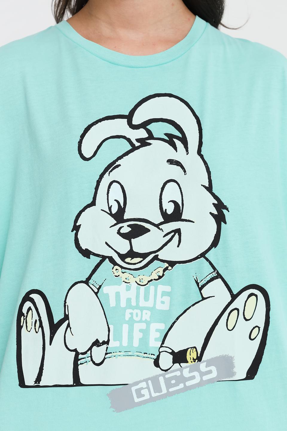 Футболка Guess с принтом бирюзовая