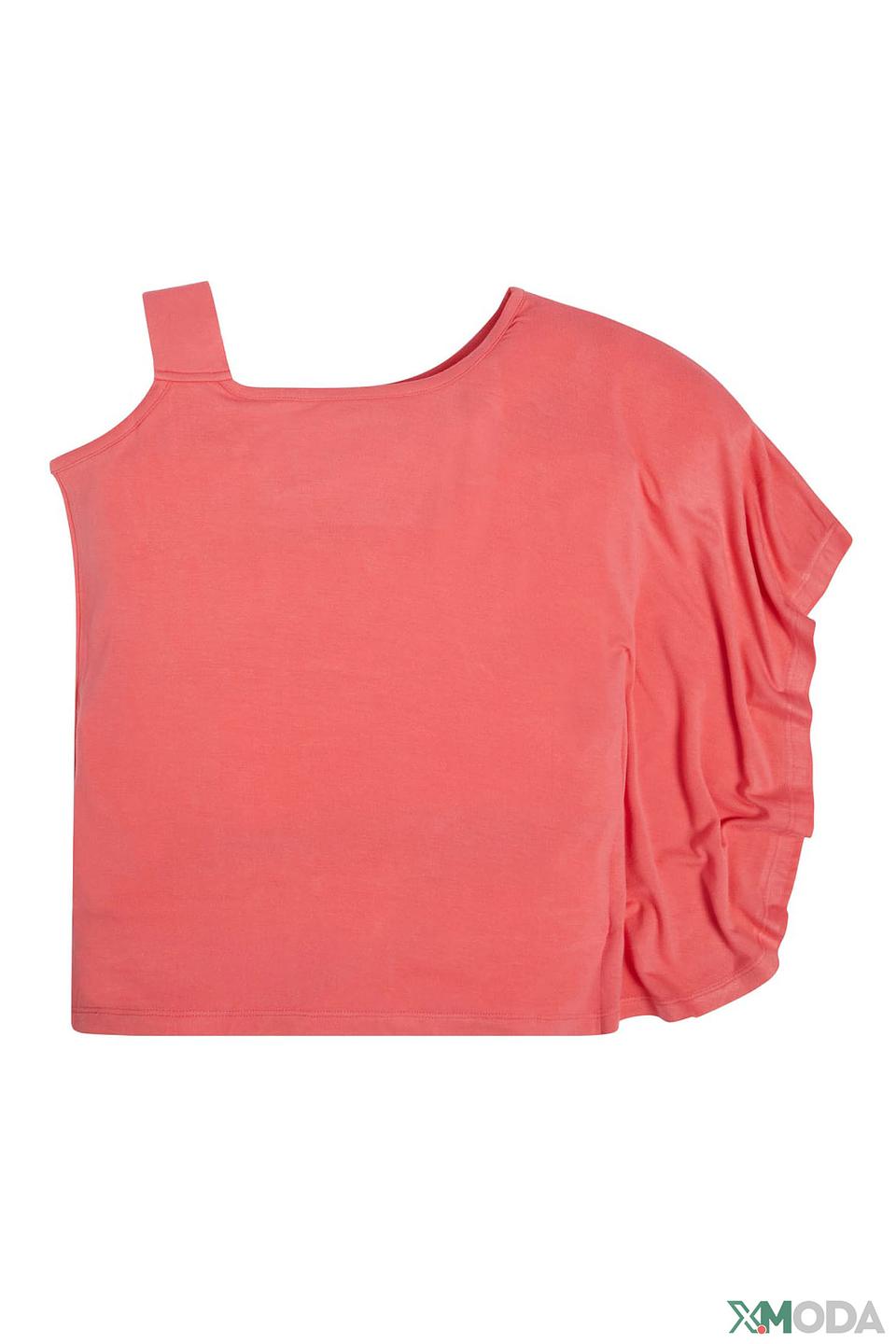 Футболка Guess с открытым плечом, коралловая