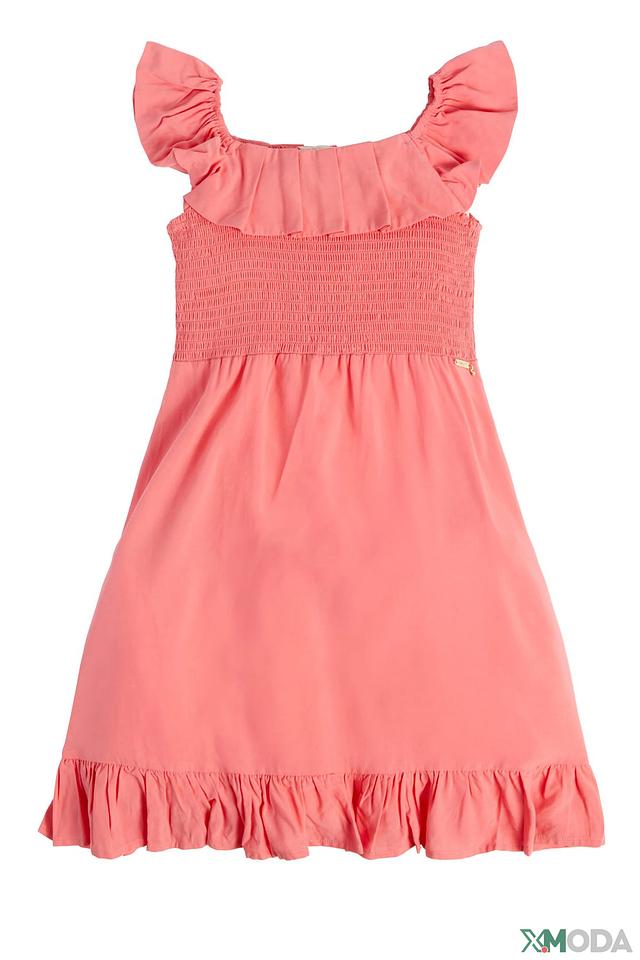 Платье Guess коралловое с рюшами