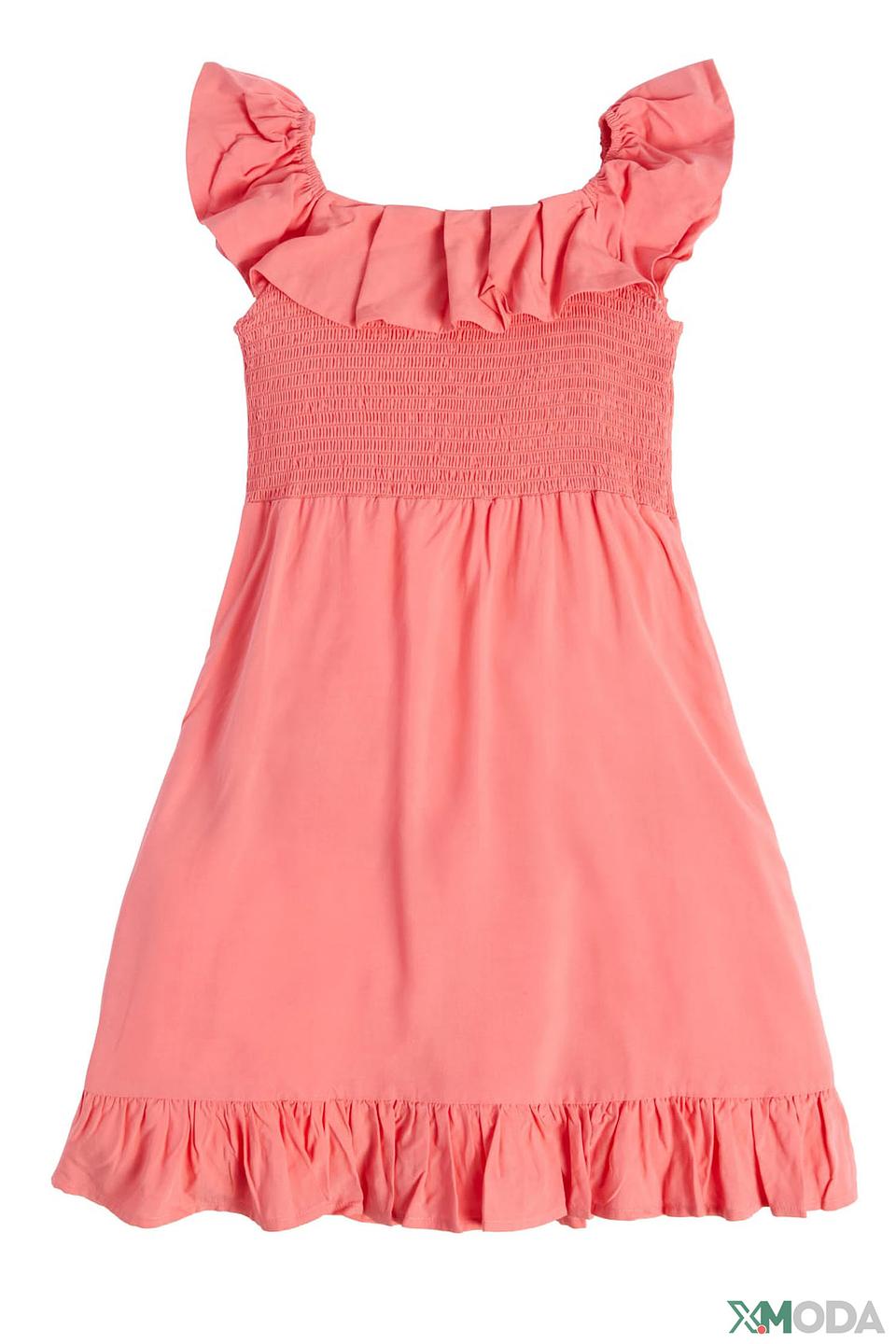 Платье Guess коралловое с рюшами