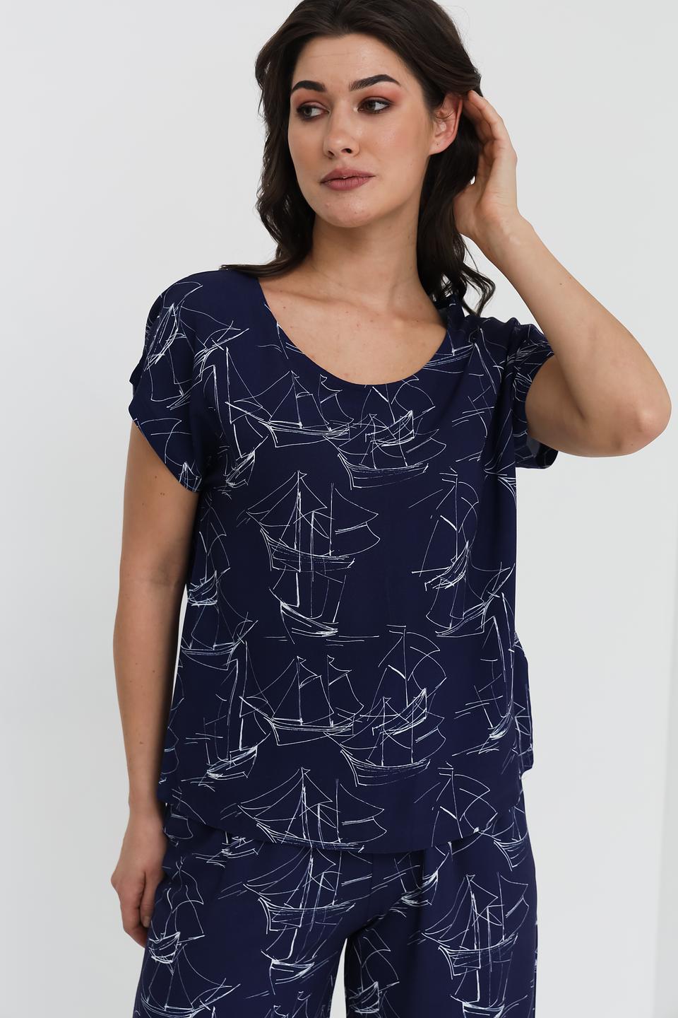 Блуза UNQ с принтом парусники