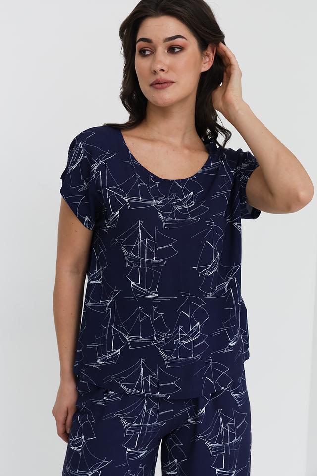 Блуза UNQ с принтом парусники