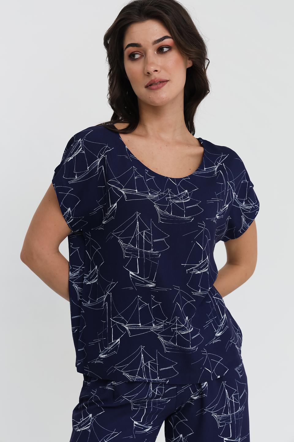 Блуза UNQ с принтом парусники