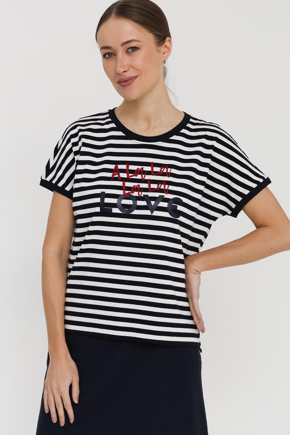Футболка Margittes в полоску с принтом