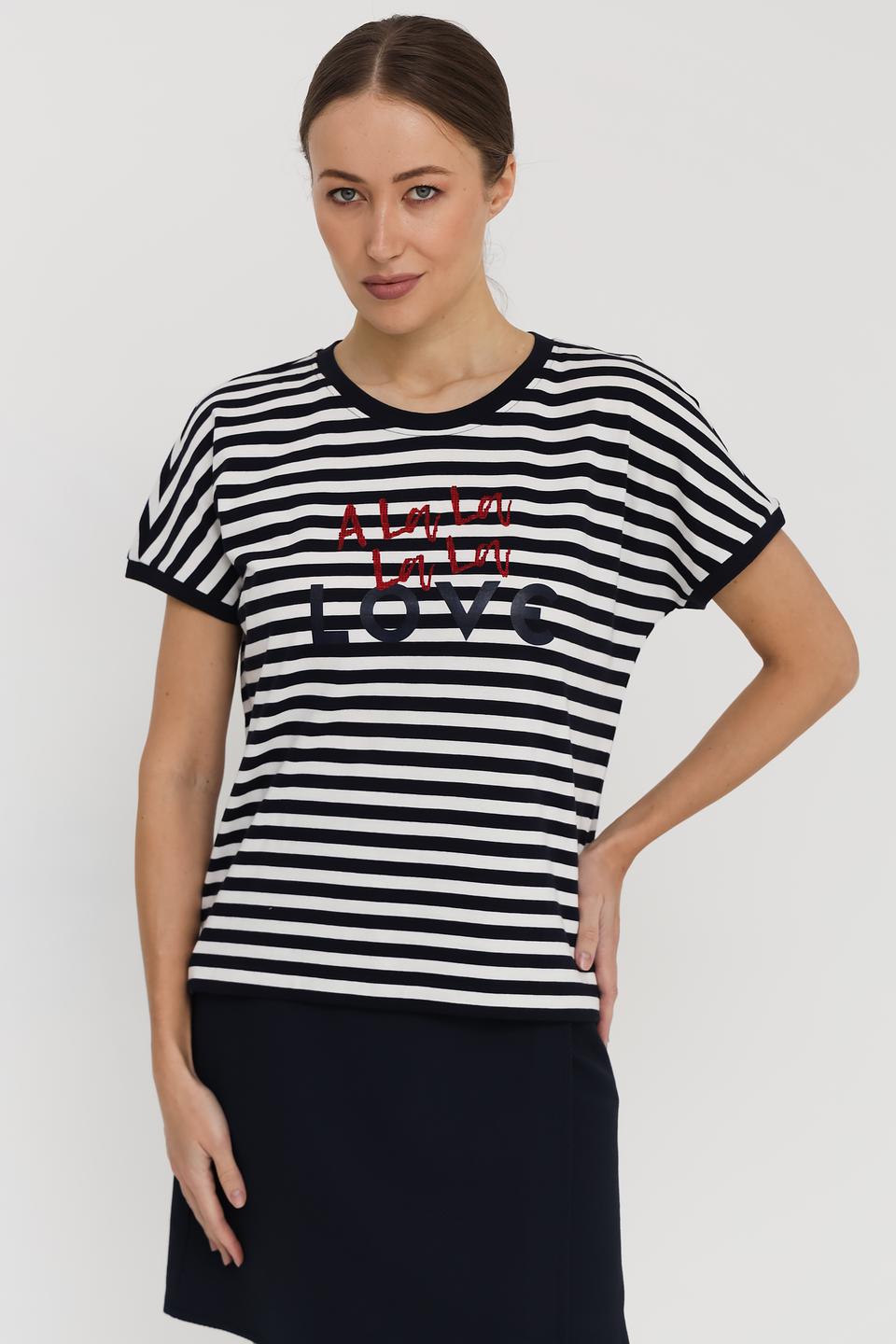 Футболка Margittes в полоску с принтом