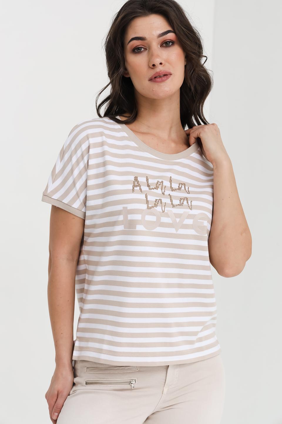 Футболка Margittes в полоску бежевая