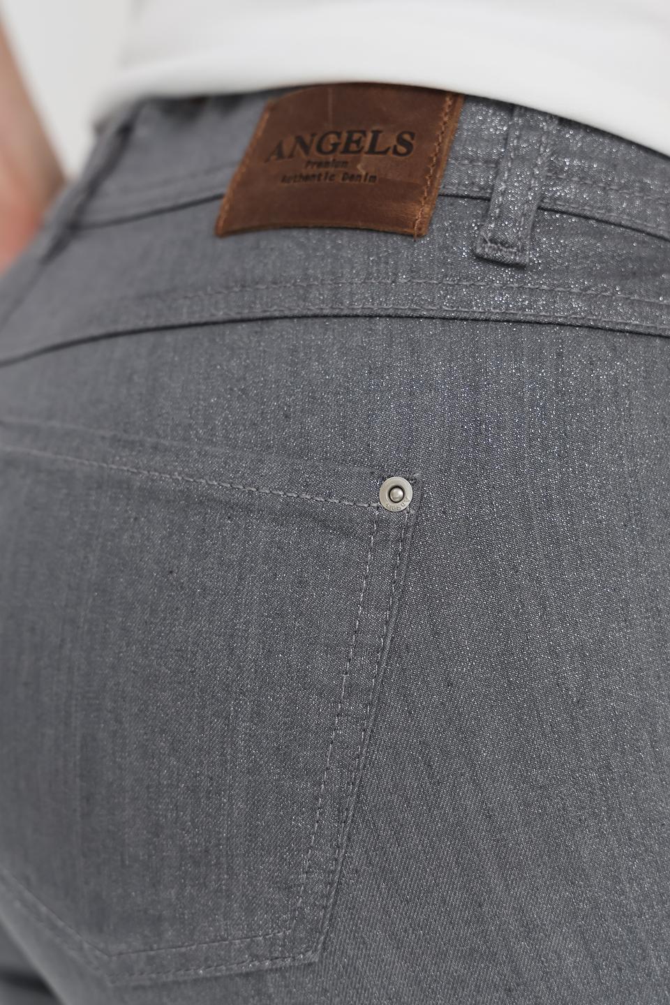 Джинсы Angels серые с эффектом металлик