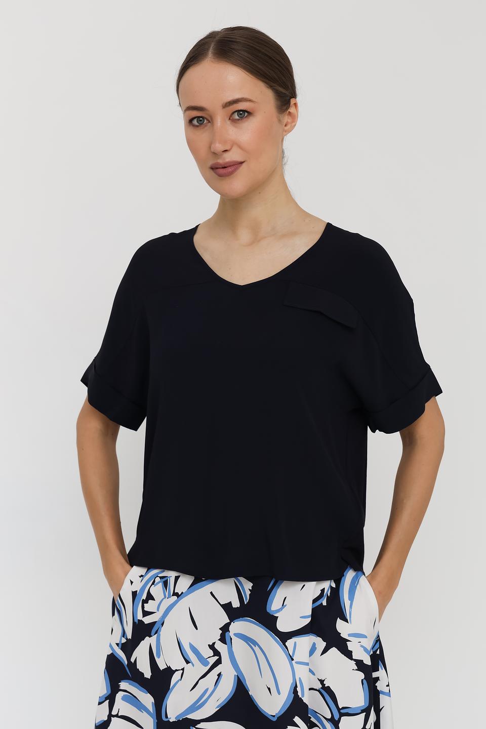 Блуза Luisa Cerano чёрная с карманом