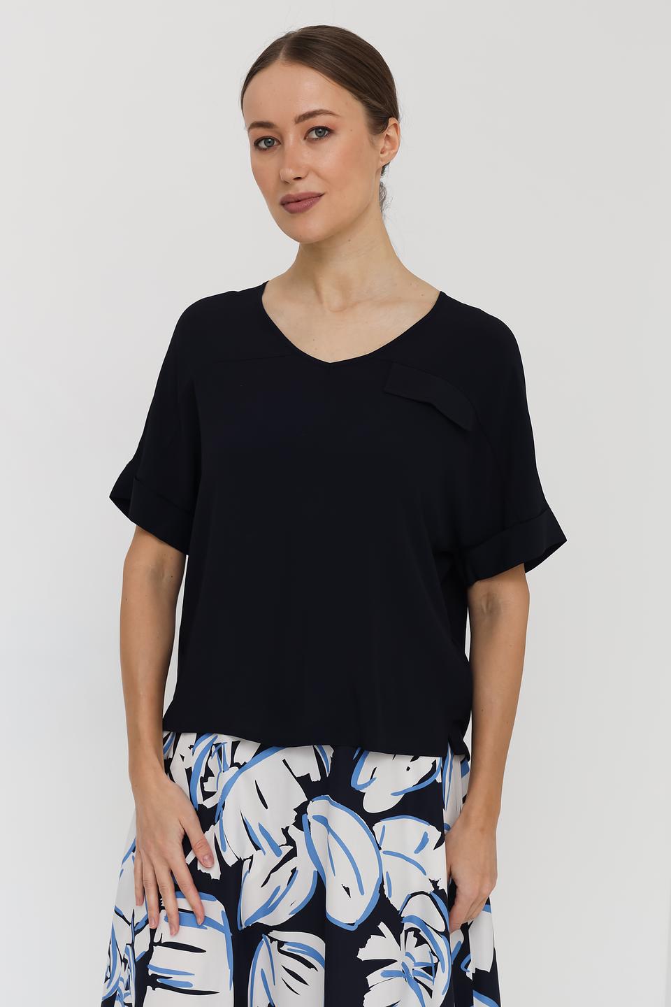 Блуза Luisa Cerano чёрная с карманом