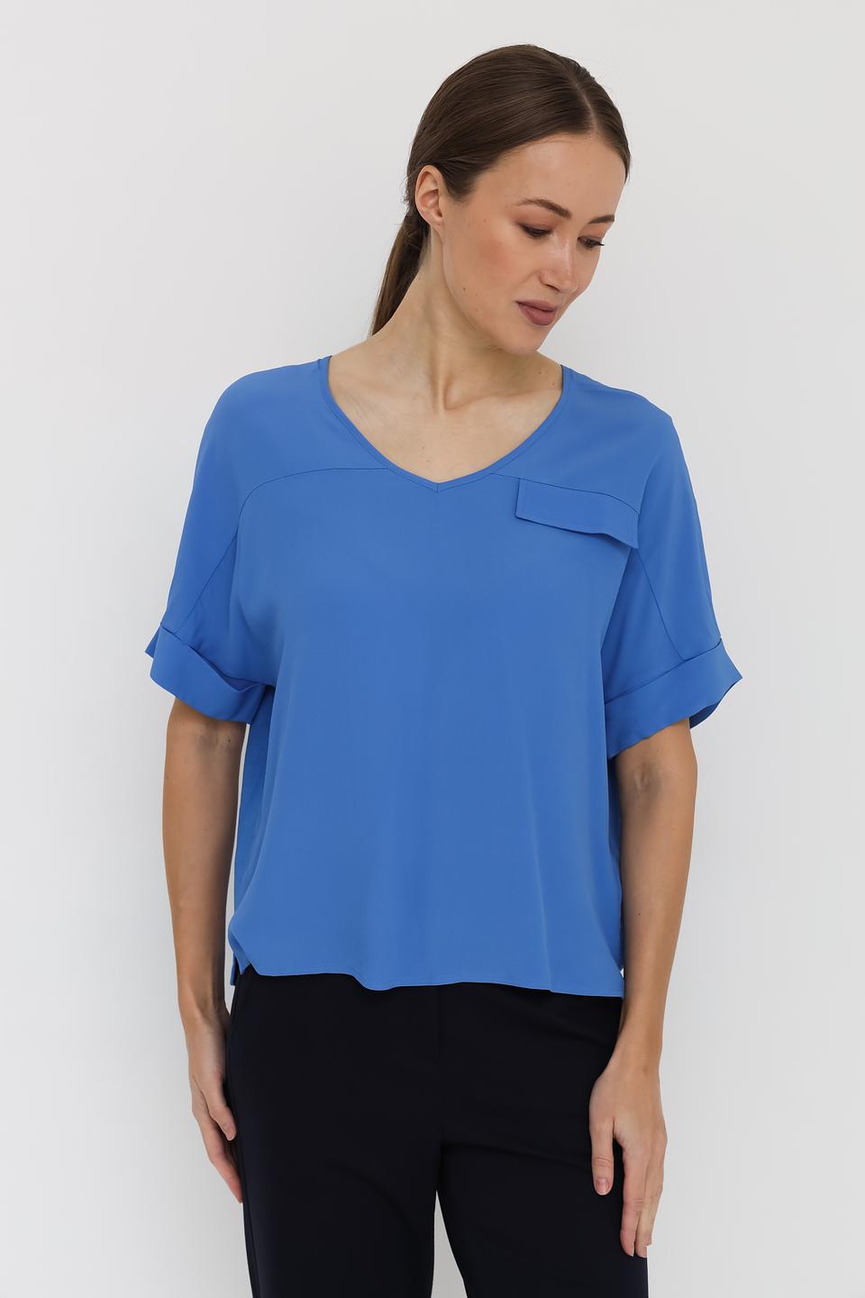 Блуза Luisa Cerano голубая с карманом