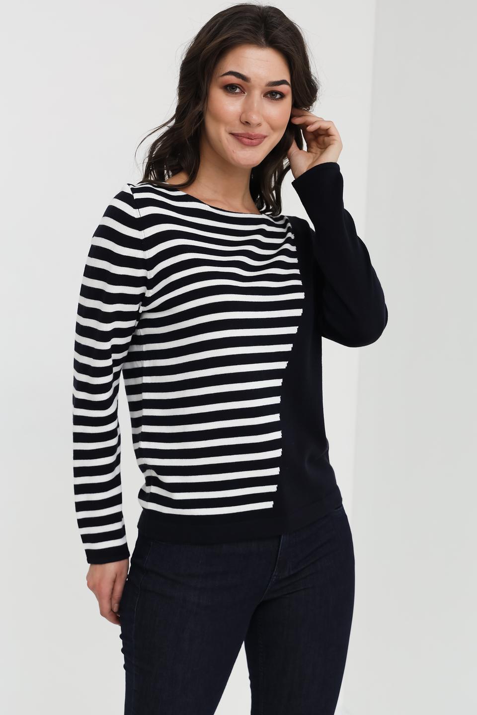 Пуловер Bianca в полоску чёрный
