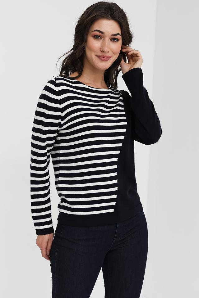 Пуловер Bianca в полоску чёрный