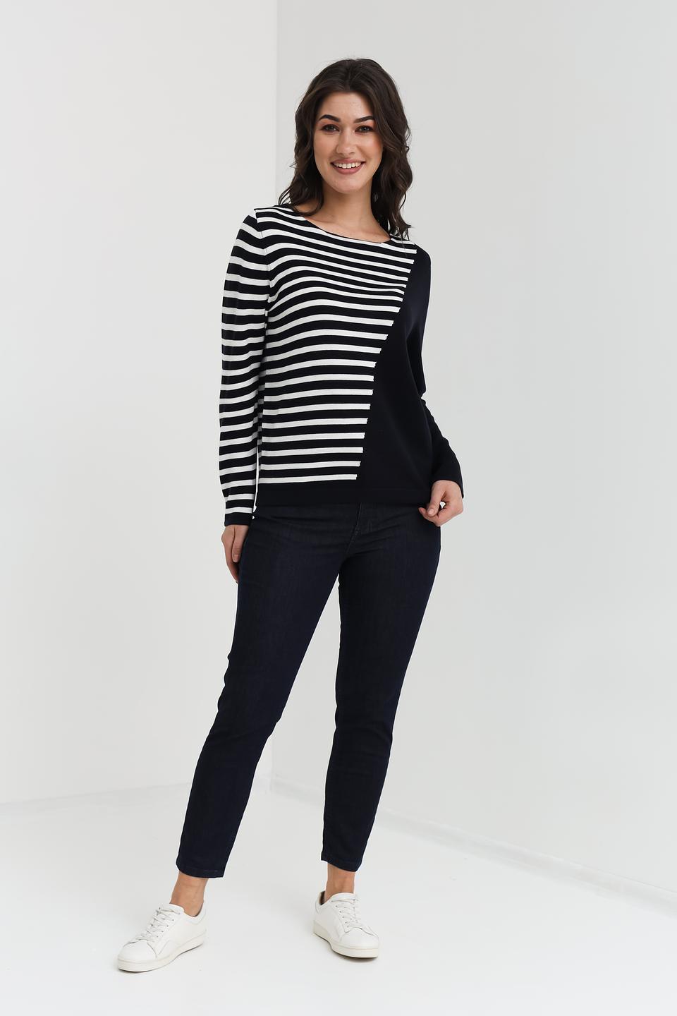 Пуловер Bianca в полоску чёрный