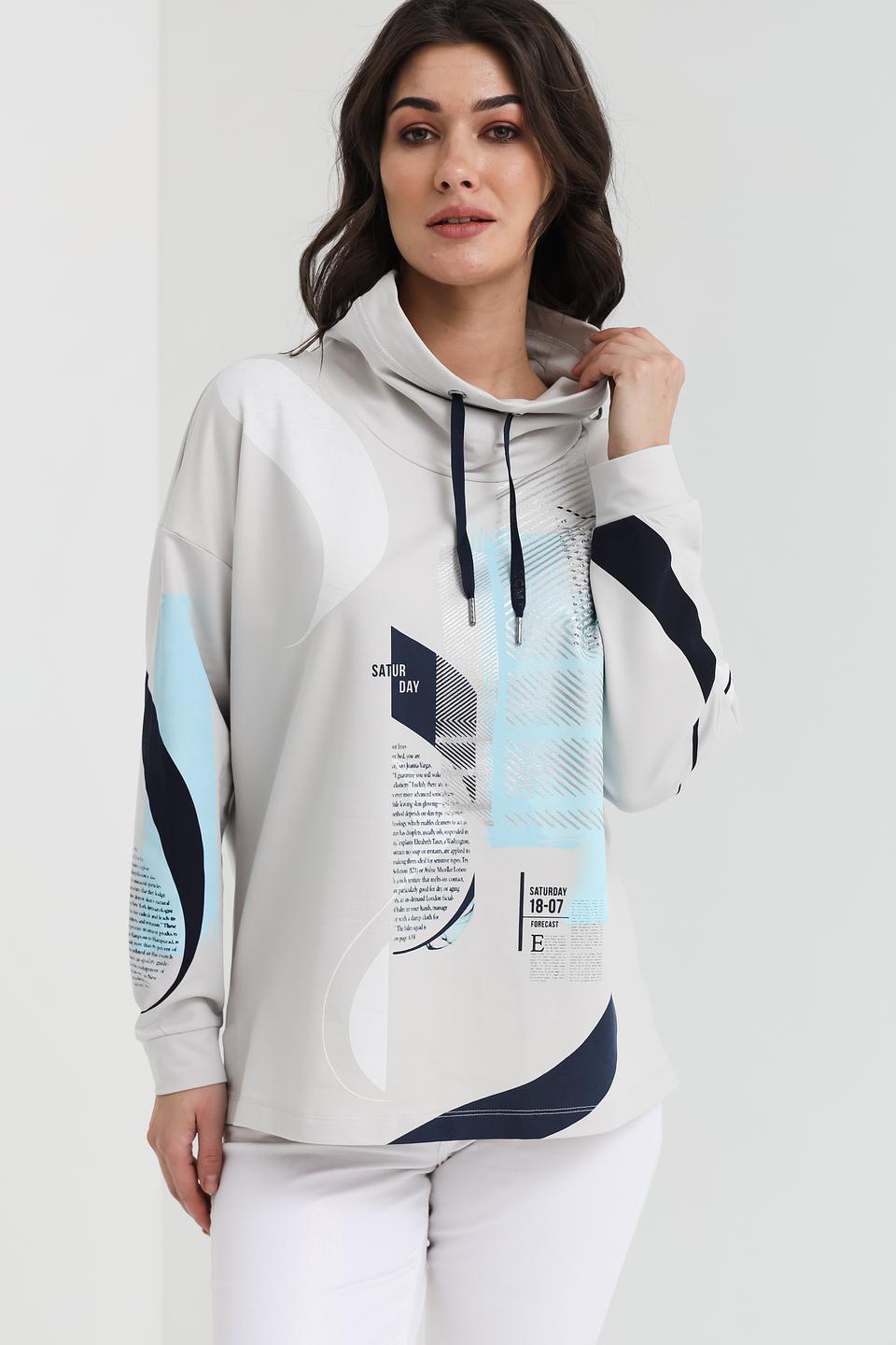 Толстовка Lecomte с принтом светло-серая