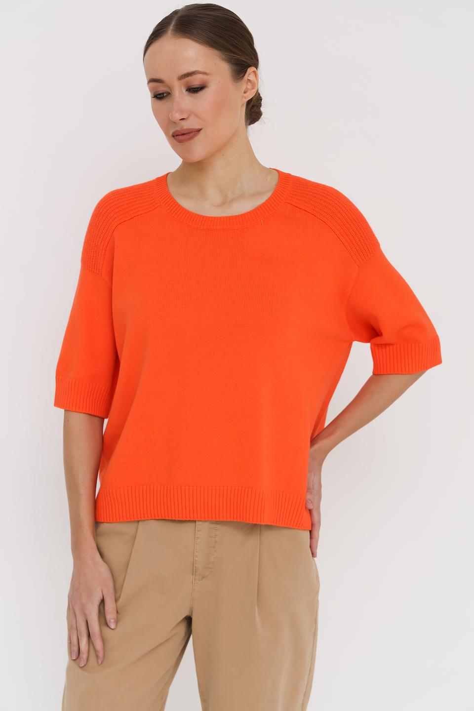 Пуловер Oui оранжевый с коротким рукавом