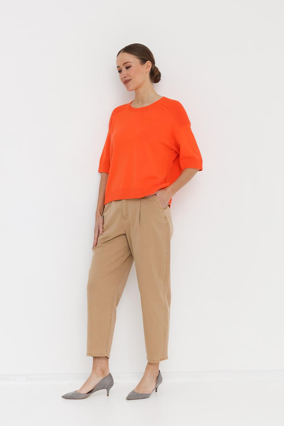 Пуловер Oui оранжевый с коротким рукавом