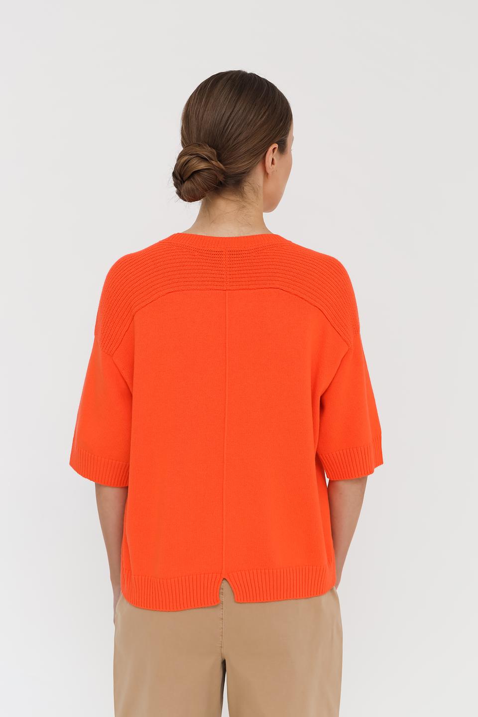 Пуловер Oui оранжевый с коротким рукавом