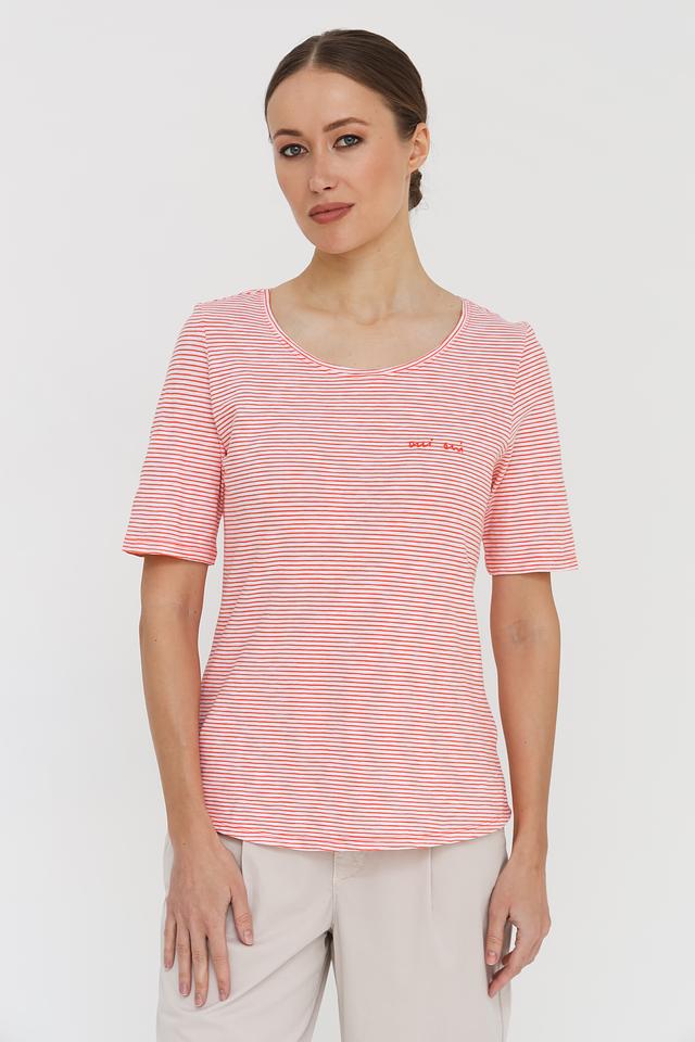 Футболка Oui в полоску коралловый