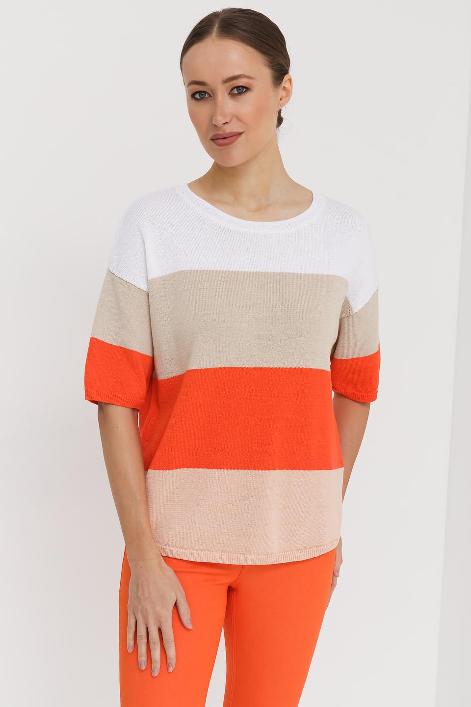 Пуловер Oui в полоску оранжевый